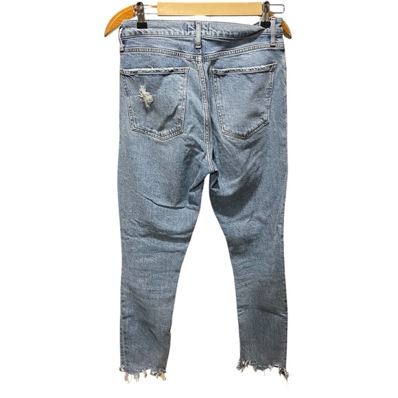 AGOLDE Women's Nico High Rise Blue Jeans Chewed Hem - Picture 10 of 16